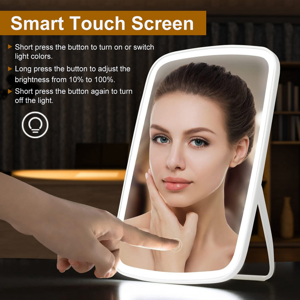 Portable LED Makeup Mirror with Adjustable Lighting (Rechargeable)