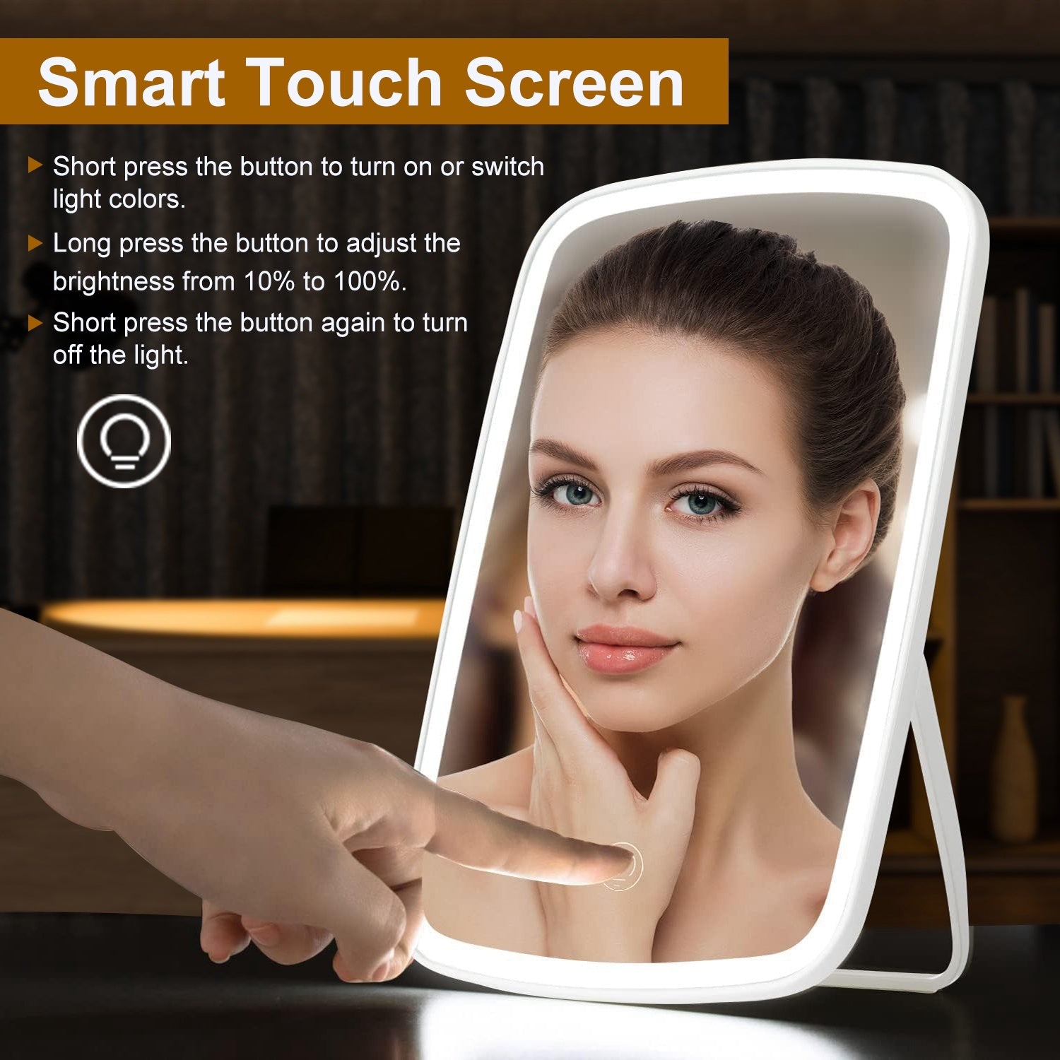 Portable LED Makeup Mirror with Adjustable Lighting (Rechargeable)