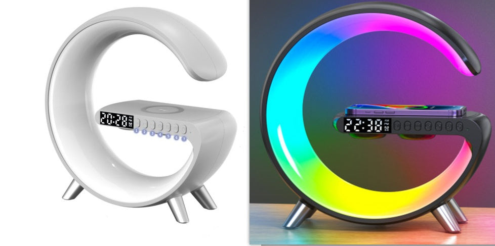Luxury G-Shaped LED Atmosphere Lamp with Wireless Charging & Bluetooth Speaker