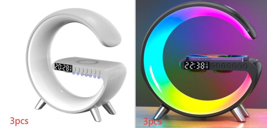 Luxury G-Shaped LED Atmosphere Lamp with Wireless Charging & Bluetooth Speaker