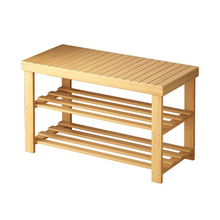Shoe Changing Stool Door Home Sitting Shoe Cabinet Stool Integrated Shoe Rack Bamboo Bench