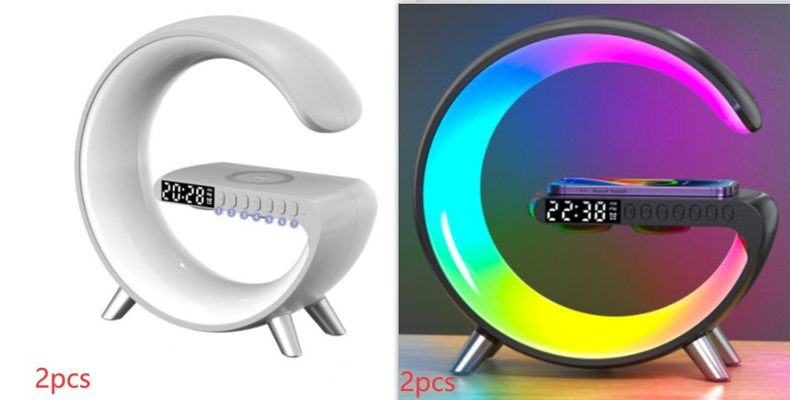 Luxury G-Shaped LED Atmosphere Lamp with Wireless Charging & Bluetooth Speaker