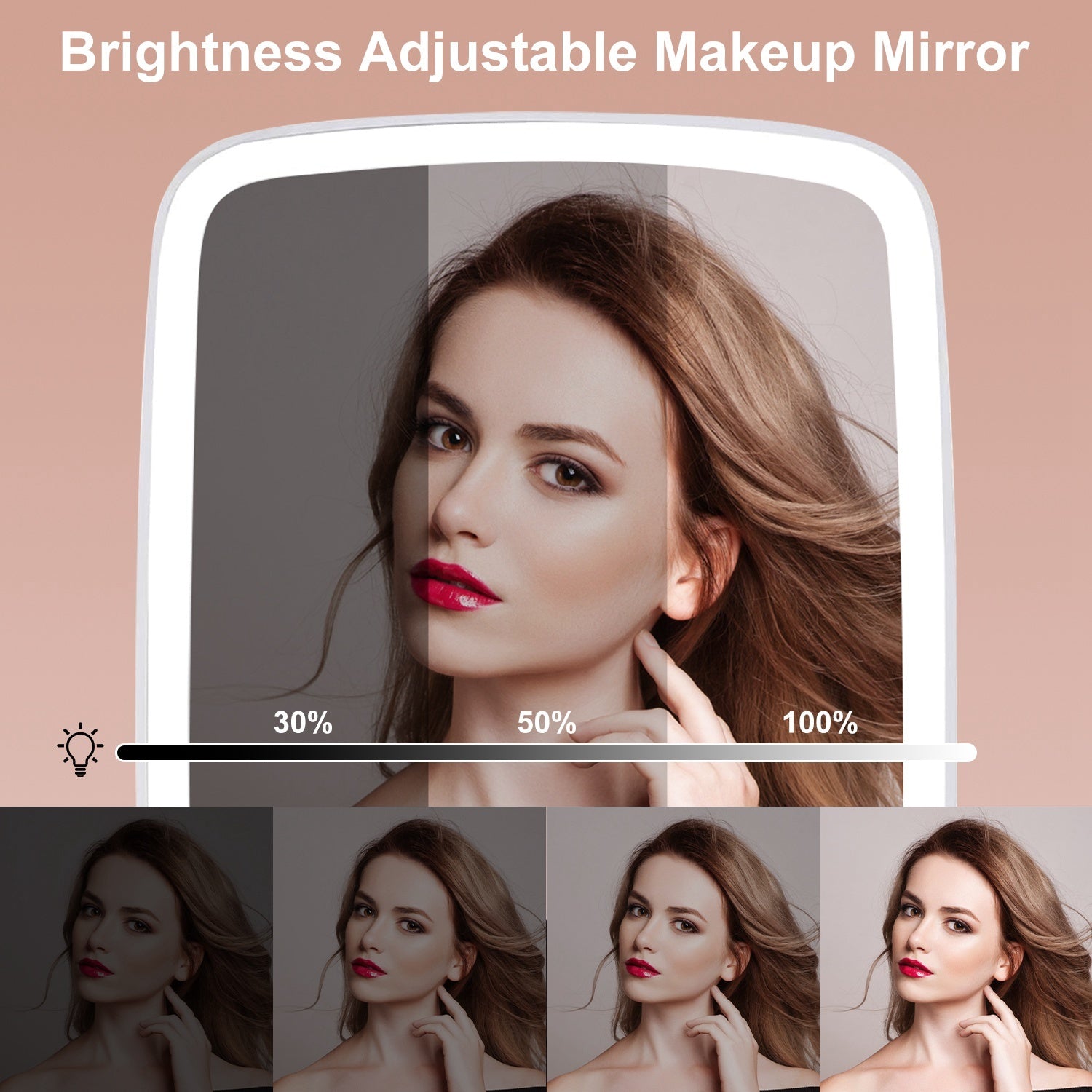 Portable LED Makeup Mirror with Adjustable Lighting (Rechargeable)